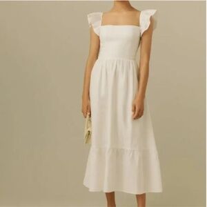 Reformation Lucila Linen Midi Dress White 4